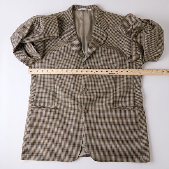 Hickey Freeman Men’s 44 Beige Wool Silk Sport Coat Nailshead Light Academia USA - Picture 3 of 10